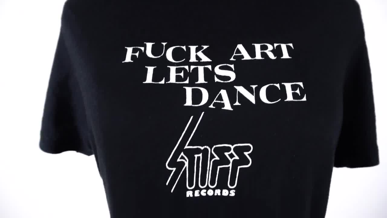 Vintage Stiff Records F*ck Art Lets Dance Black T-shirt Small