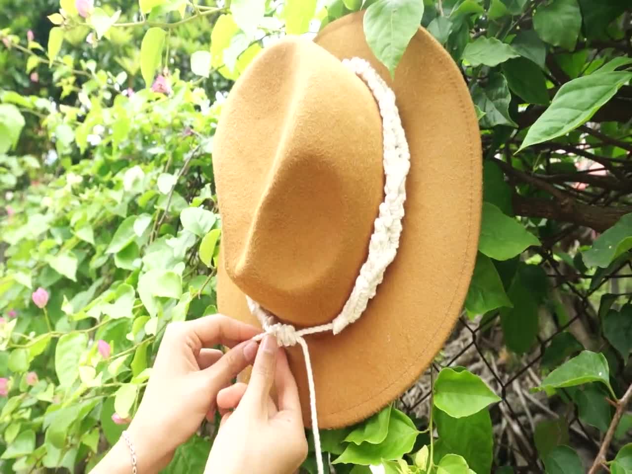 Two Piece Velvet and Cotton Hat Band, Macrame Hat Band, Hat Bands for  Western Hats, Hat Bands Women, Hat Accessories, Fashion Gift 
