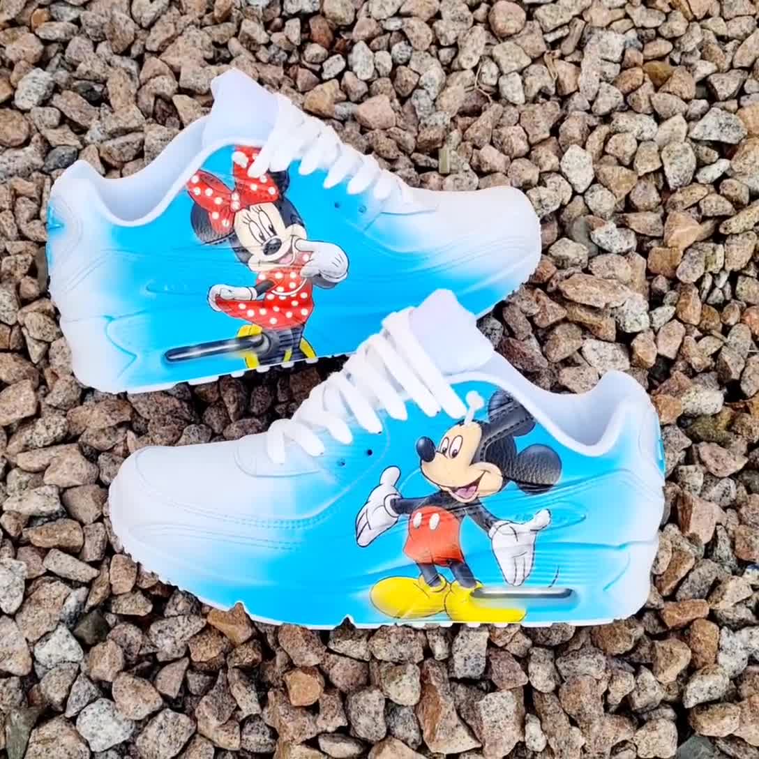 Custom Painted Air Max 90/Sneakers/Shoes/Kicks/Premium/Personalised/Blue Brick Art
