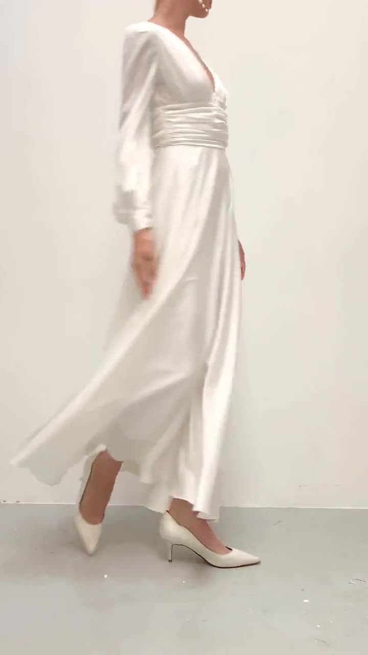 Vestido largo de mujer en mezcla de algodón con mangas cortas - Marino La  Martina