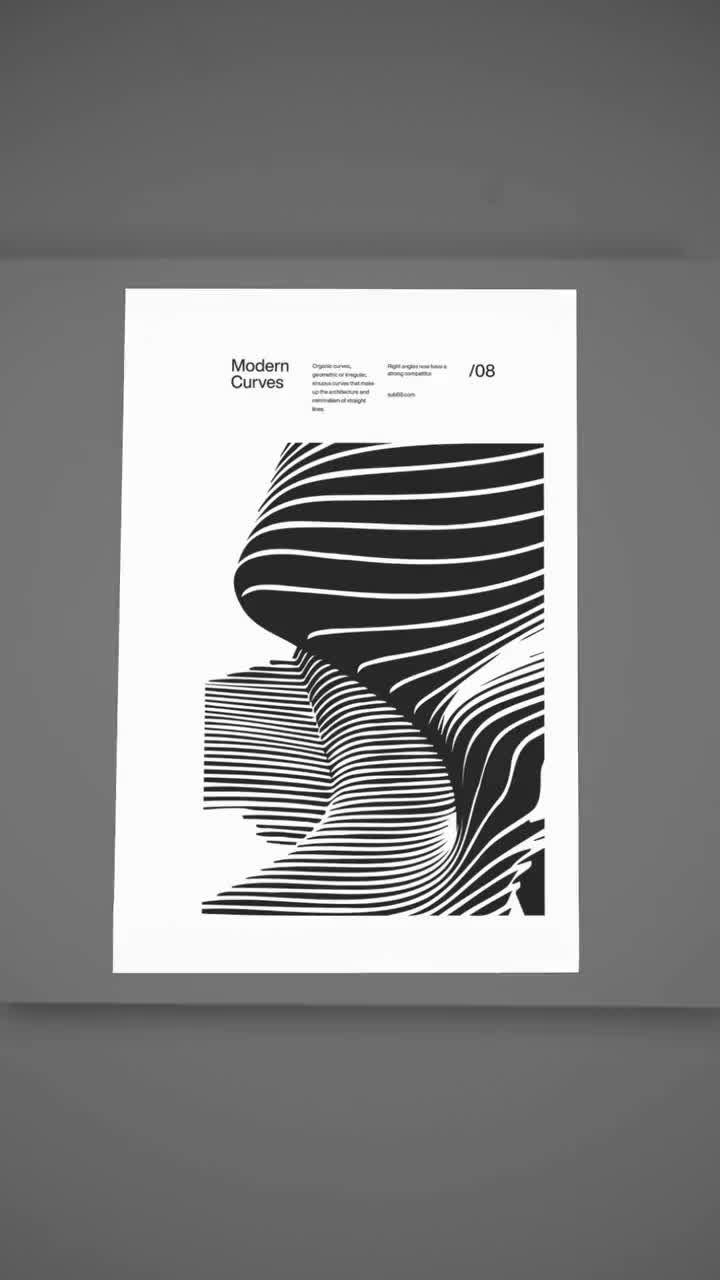 Modern Architecture Print: Minimalist Curves, Helvetica Typography