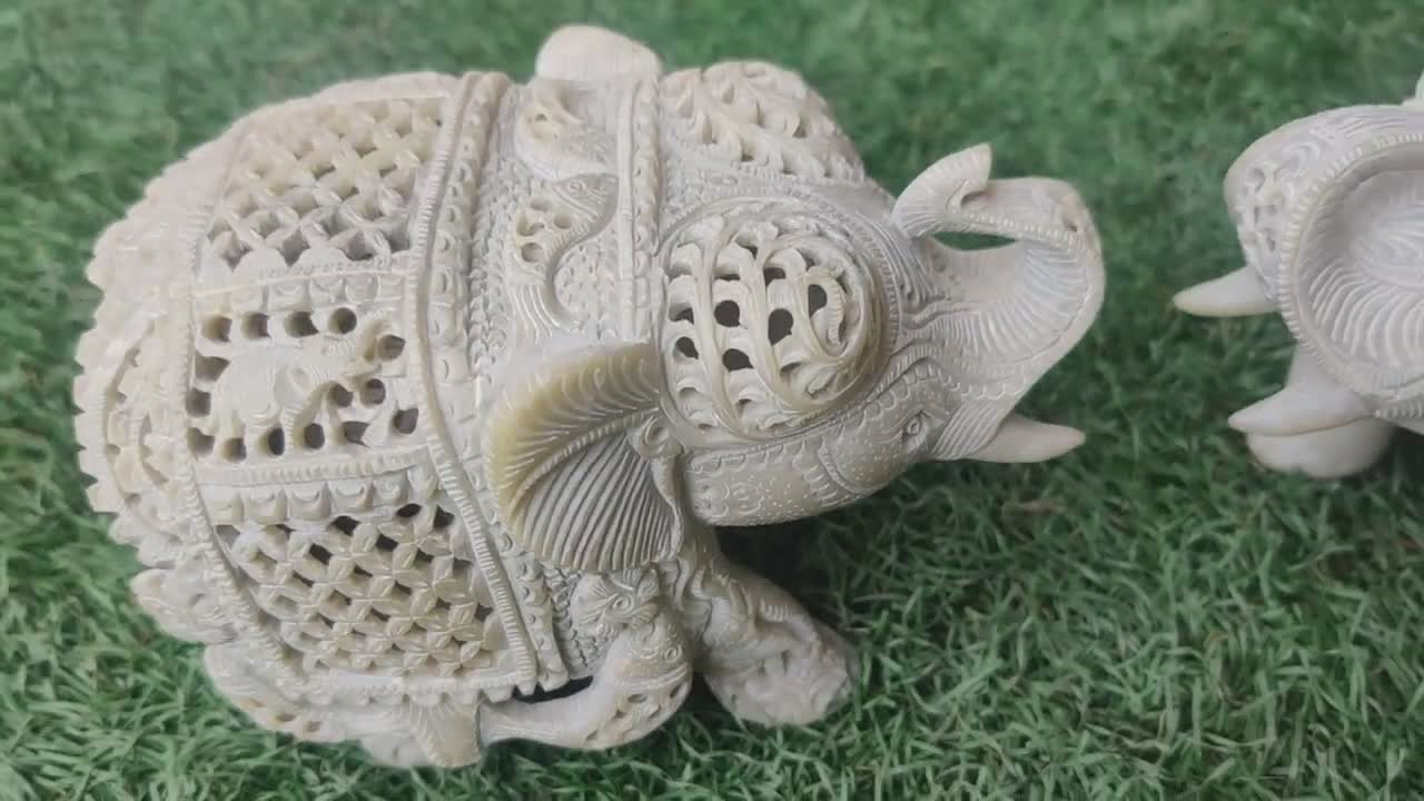 手作りのグリーン大理石の象の置物：インドの室内装飾 - Etsy 日本