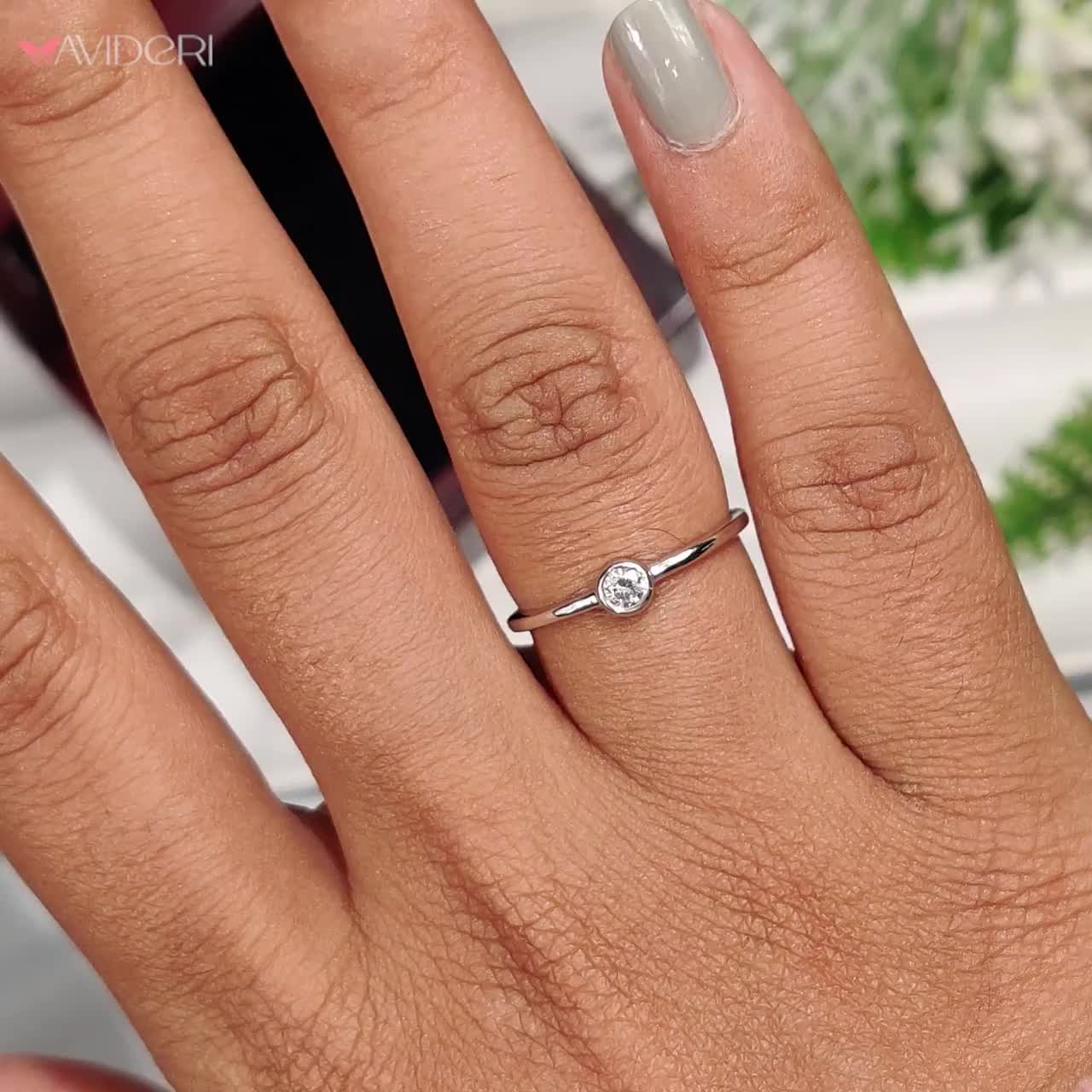 Minimalist Lab Grown Diamond Ring: Bezel Set Solitaire Promise