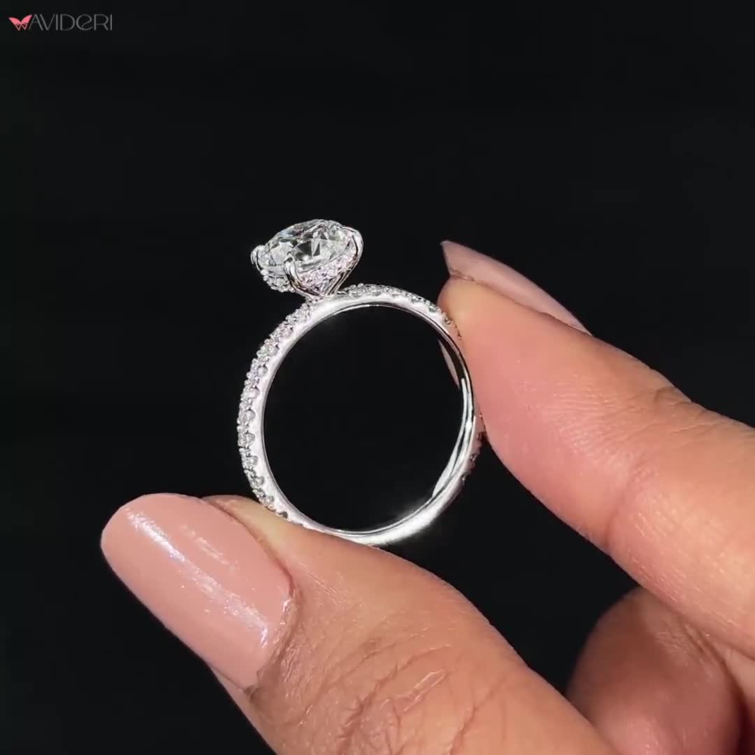 Orovi Anillo De Compromiso De Oro Blanco Para Mujer, De Oro 585 De 14 Quilates Y Diamantes De 0,14 Quilates, Hecho A Mano En Italia, Oro, Diamante
