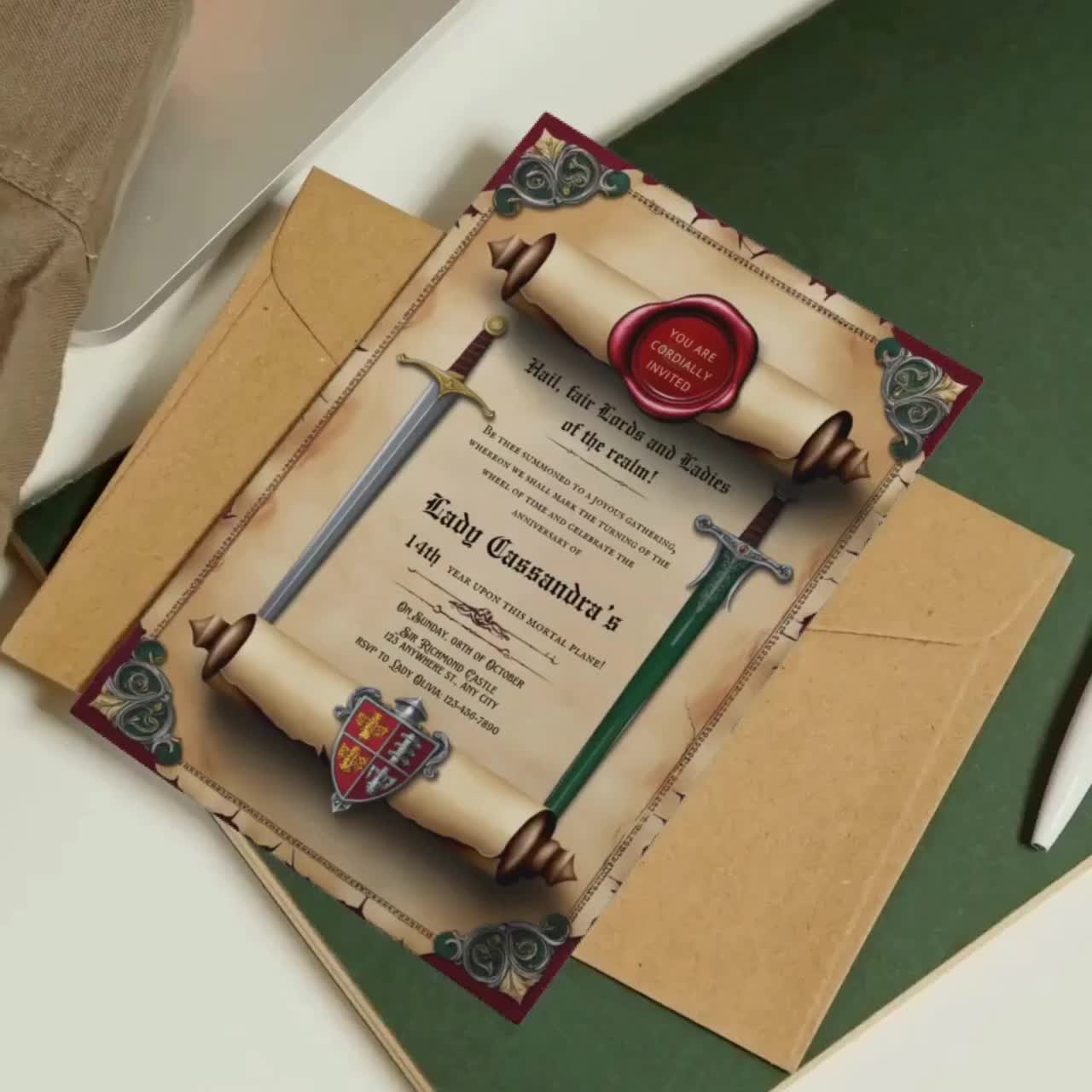 Italian Renaissance Script Invitation Renaissance Theme Scroll Invitations