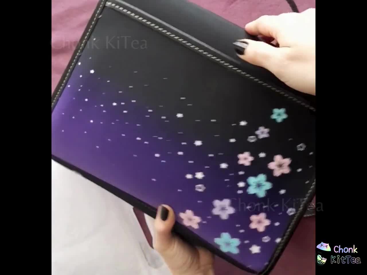 Black and White Sakura Bag Block Color Cherry Blossom