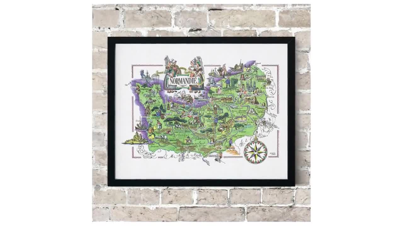 フランスのノルマンディー地方の楽しい地図、フランス、FR