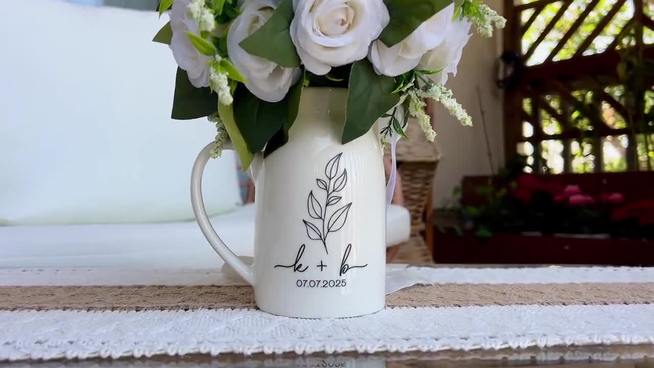 Wedding Gift for Newlywed Personalized, Ceramic Wedding Flower