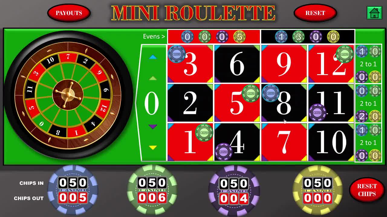 MINI ROULETTE A Fully Playable but Smaller Powerpoint Version of Roulette  With 12 Numbers. Play on a Big Screen With Family and Friends. 
