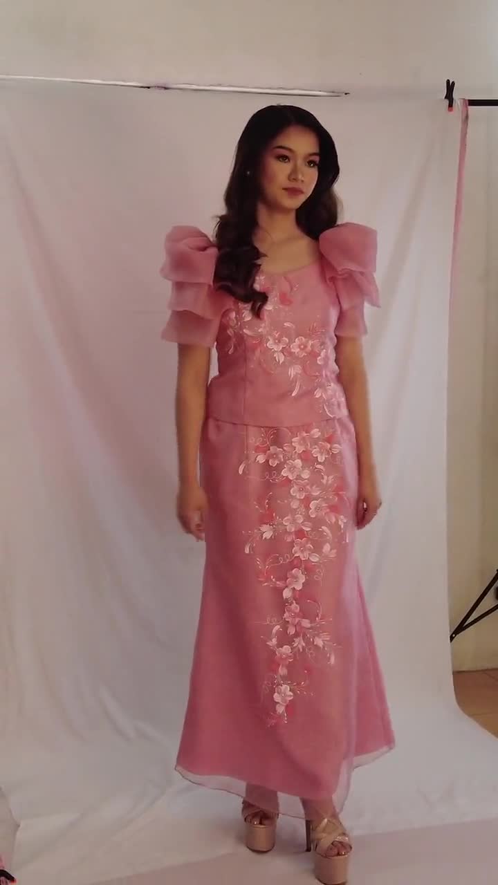 Pink filipiniana dress hotsell