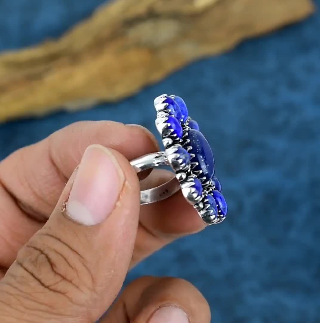 ハンドメイドのラピスラズリ925スターリングシルバーステートメント
