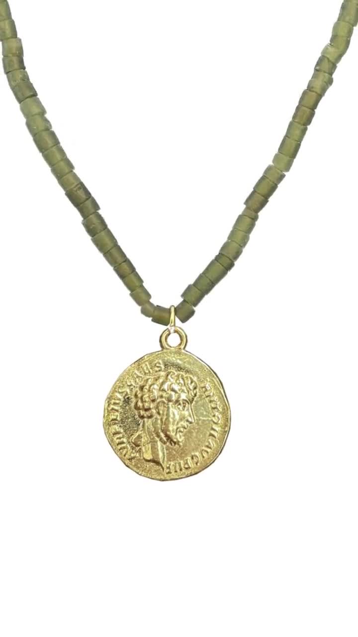 Marcus Aurelius Necklace with Jade Stones Museum Quality Replica of an  Ancient Roman Coin