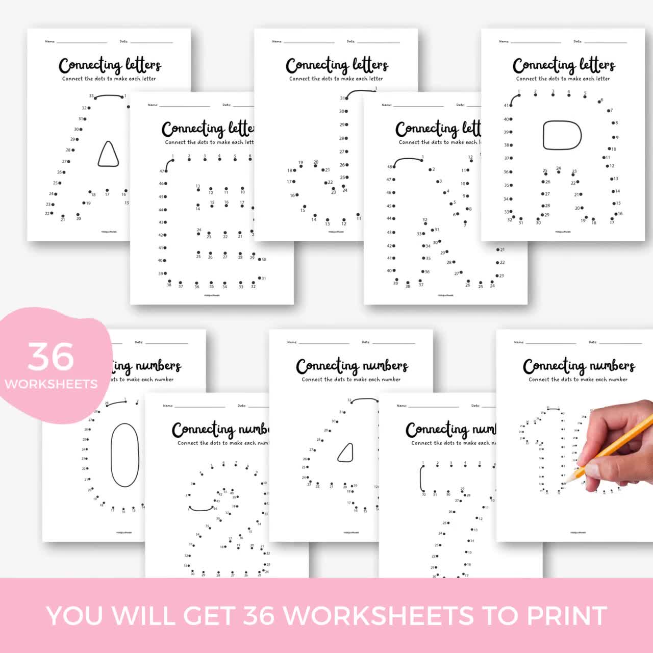 connect-the-dots-letters-and-numbers-worksheets-36-connecting-dots-worksheets-dot-to-dot-coloring-pages-alphabet-and-numbers-preschool-etsy for Connect The Numbers Worksheet Free Printables Connect the Dots, Letters and Numbers Worksheets, 36 Connecting Dots Worksheets, Dot to Dot Coloring Pages, Alphabet and Numbers, Preschool - Etsy for Connect The Numbers Worksheet Free Printables