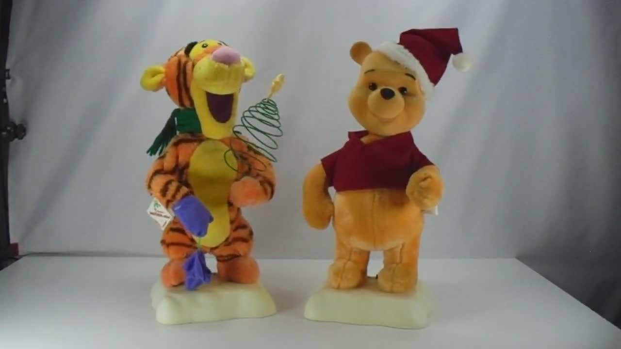 Telco Winnie the Pooh and Tigger Animated Christmas Motionette Disney 16  Inch Tall