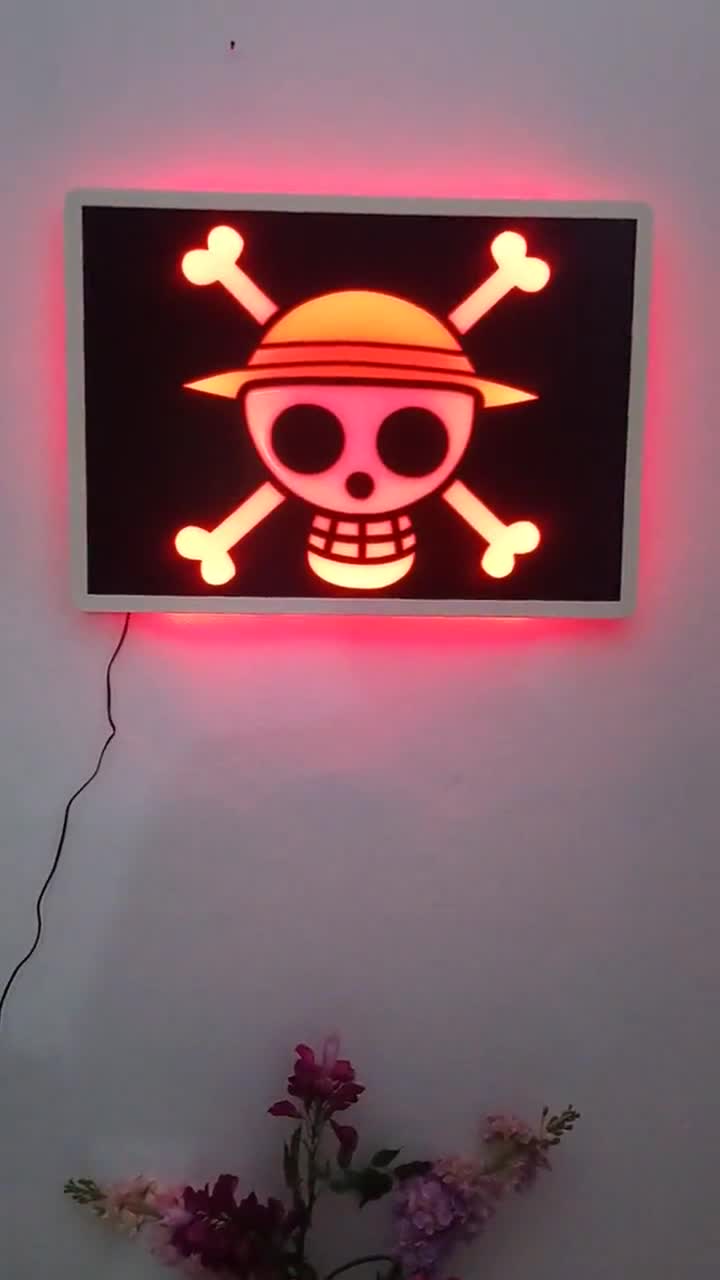 One Piece cappello di paglia pirati bandiera decorazione da parete a led -   Italia