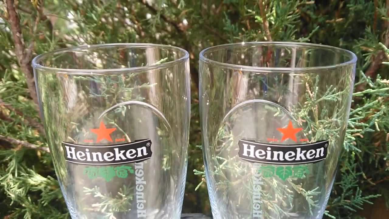 Heineken Clear Glass Medium, and Small Beer Glass Set of 2 Home Kitchen  Barware 
