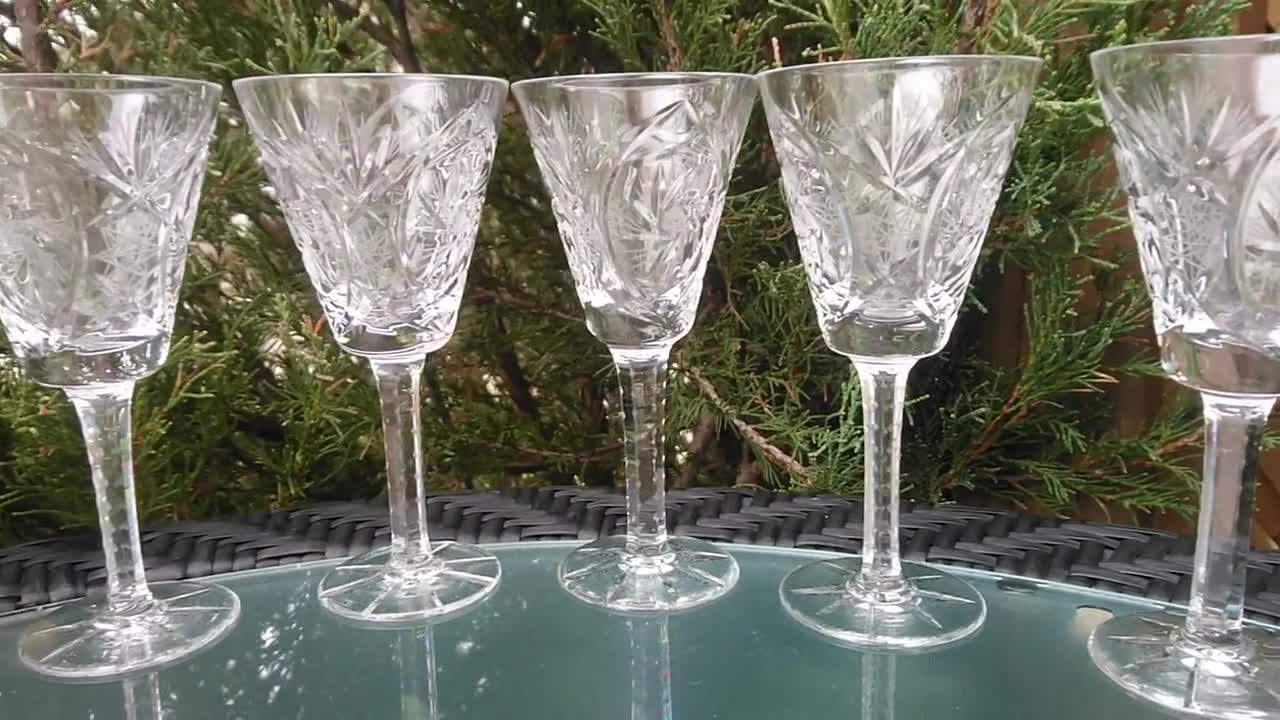 Set di sei bicchieri da vino con stelo in cristallo vintage, bicchieri da  barware, calici di cristallo, bicchieri da acqua, bicchieri, Bar Deco -   Italia