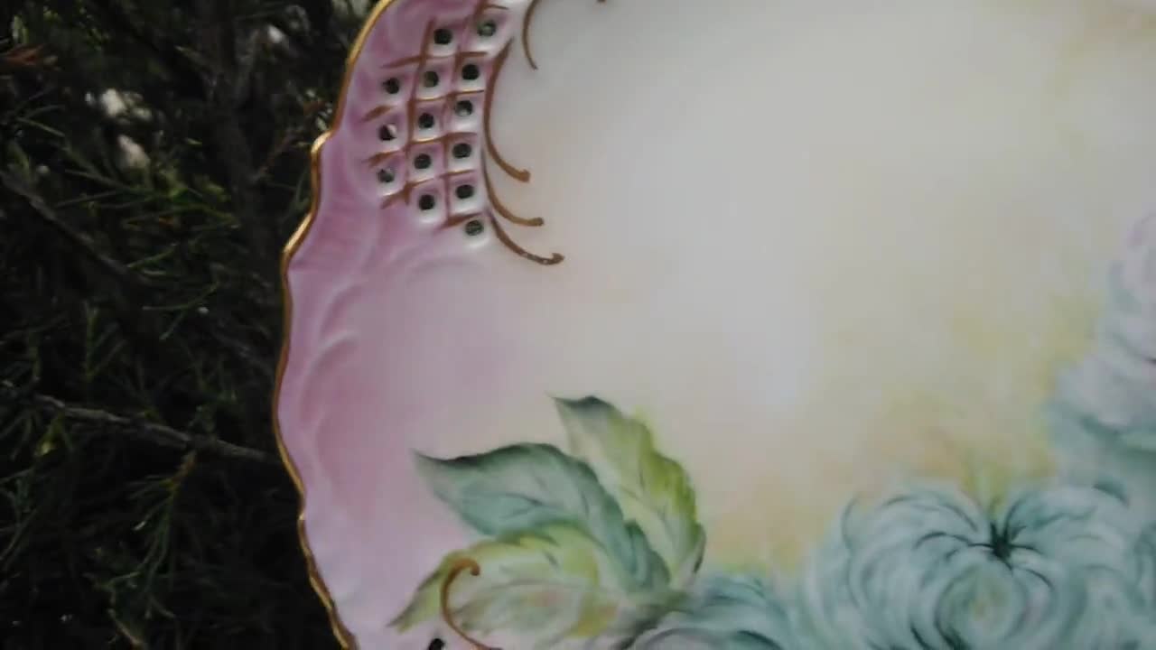 ヴィンテージ ハンドペイント 磁器プレート アーティスト ジョイス