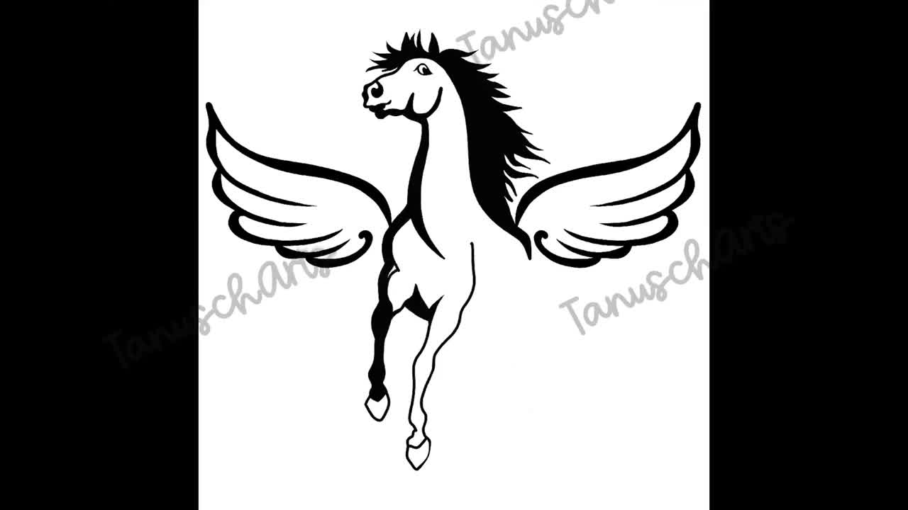 Pegasus Mythological Winged Horse . Black and White Tattoo Vector Stock  Vector - Illustration of tattoo, stallion: 121102399
