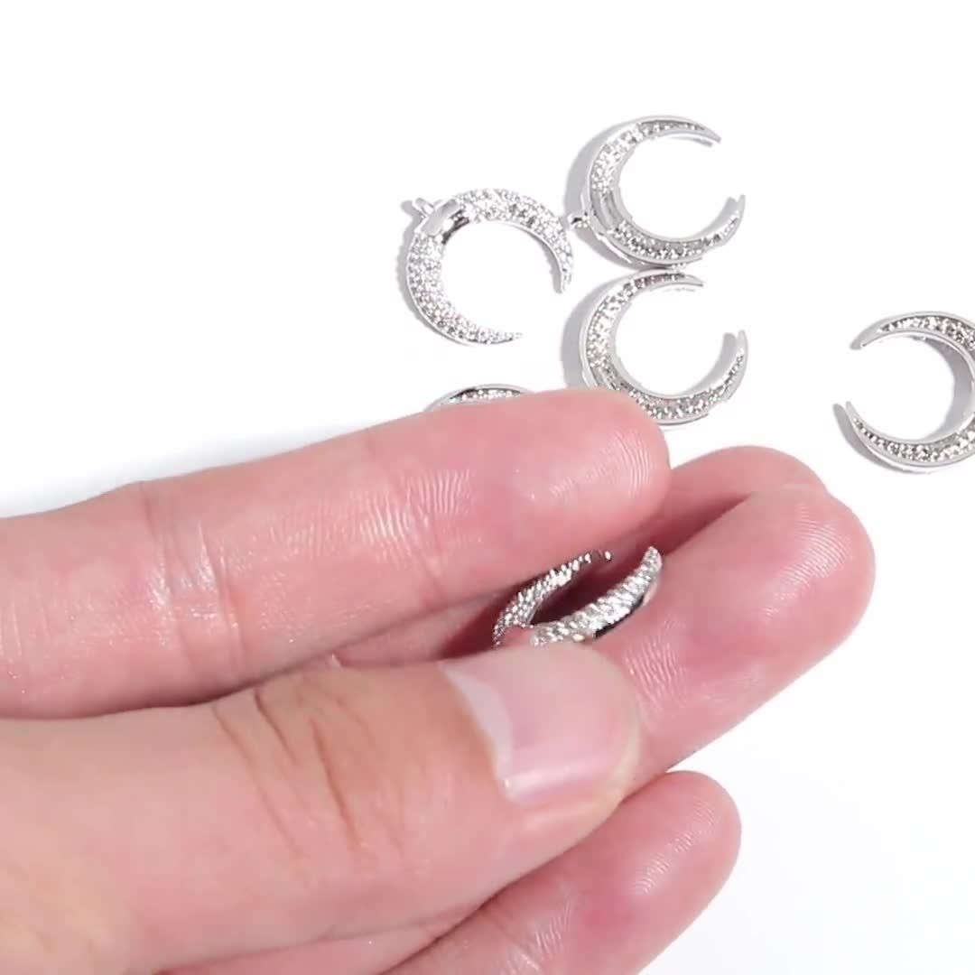 Crescent Micro Pave Pendant - Zircon Earring Charms