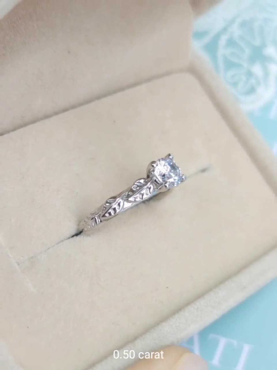 Leaf Diamond Engagement Ring, Engagement Ring, Antique Engagement