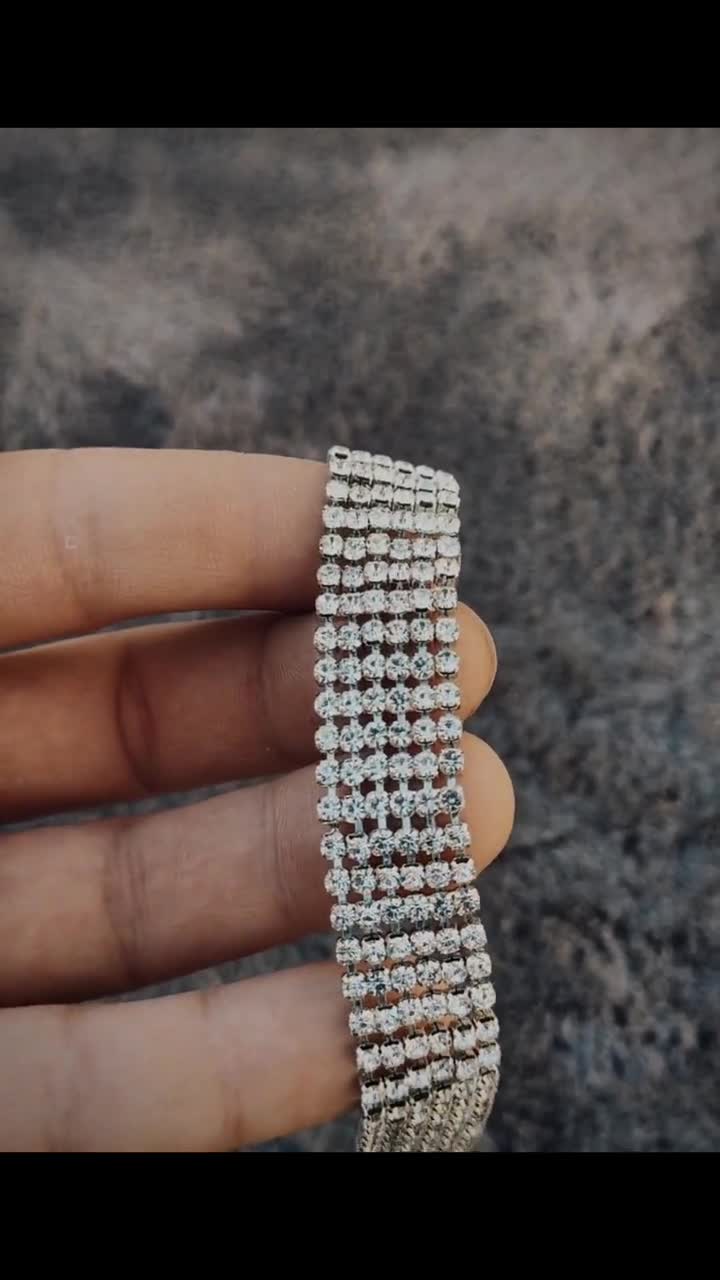 Rhinestone Choker Necklace 6 Rows Diamond Choker Crystal
