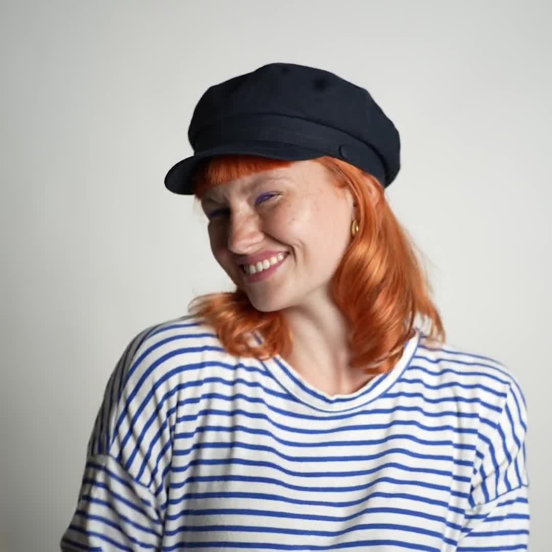Sterkowski Pireus zomermuts | 100% linnen Bretonmuts voor heren en dames | lichte marine cap, middelgrijs, 57