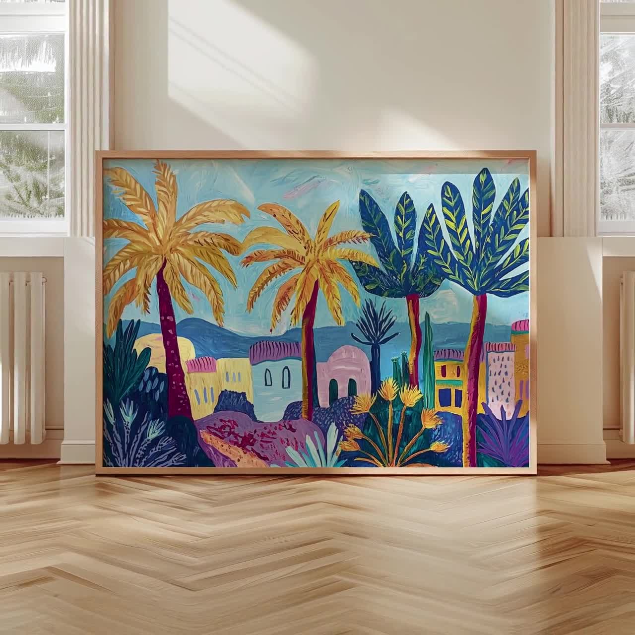 Abstract Palm Tree Art, Trendy Coastal Room Posters, Ocean Beach