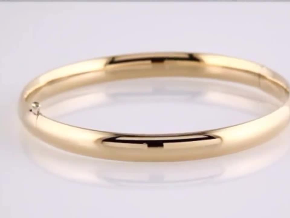 14K Gold Hollow Hinged 4.8mm Bangle Bracelet | One Size | Bracelets Bangle Bracelets