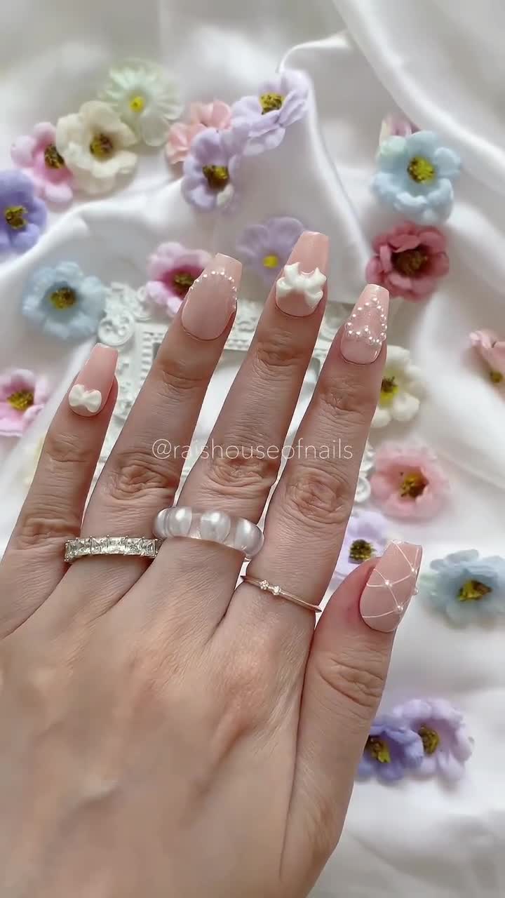 Pink Cute Press on Nails, Glitter Nails, Sparkly Nails, Kawaii