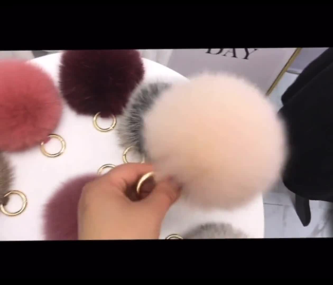 Real Fox Fur Pompom Keychain-furry Key Chain-bag Charm-fur Ball