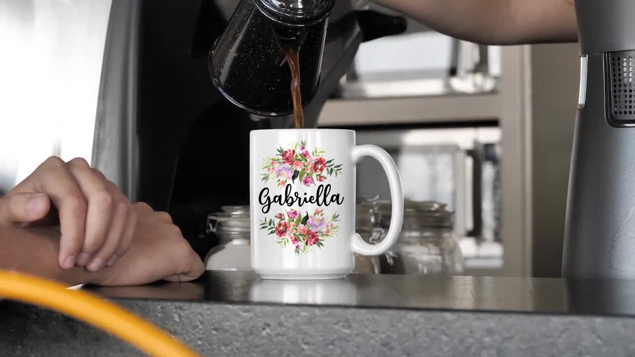  Taza personalizada para mamá, taza con nombre inicial, tazas  personalizadas con monograma con letra de nombre, taza de café floral,  regalos para mujeres, día de la madre, de parte de hija