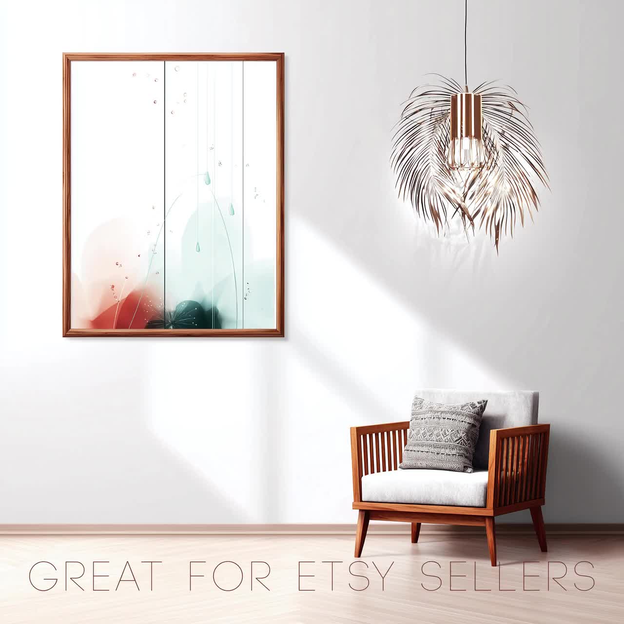 Wood Frame Mockup, Minimalist Wall Art PSD Template, Modern Interior Poster  Mockup, Digital Download, image size:1280x1280