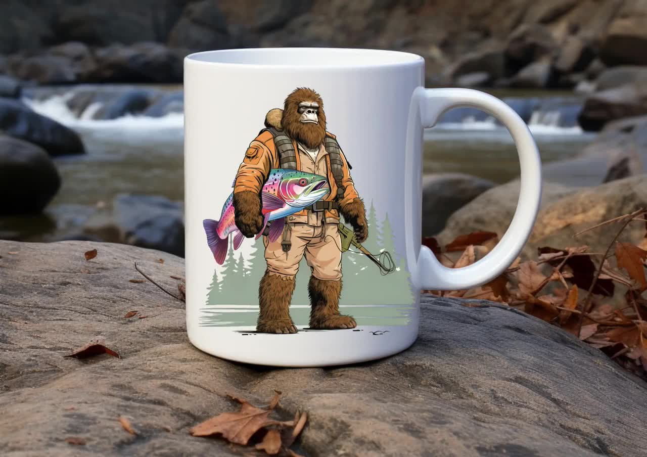 Bigfoot Fishing Design Rainbow Trout Fishing Png Funny Fishing Png