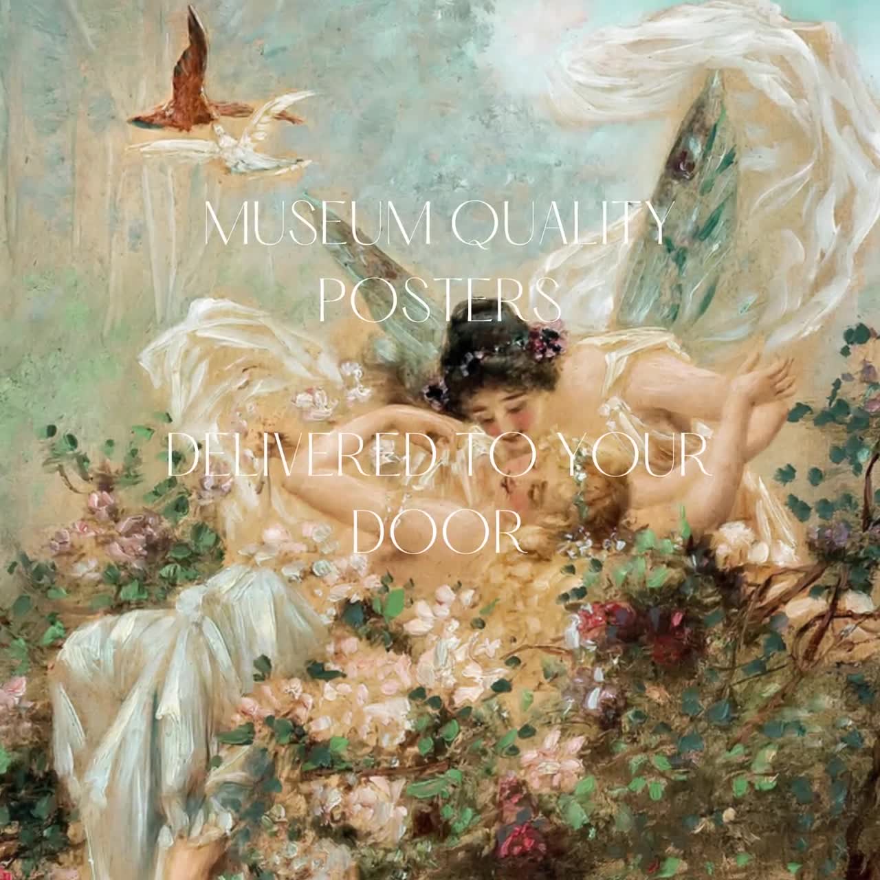 Two Fairies Embracing in a Landscape With a Swan, Hans Zatzka