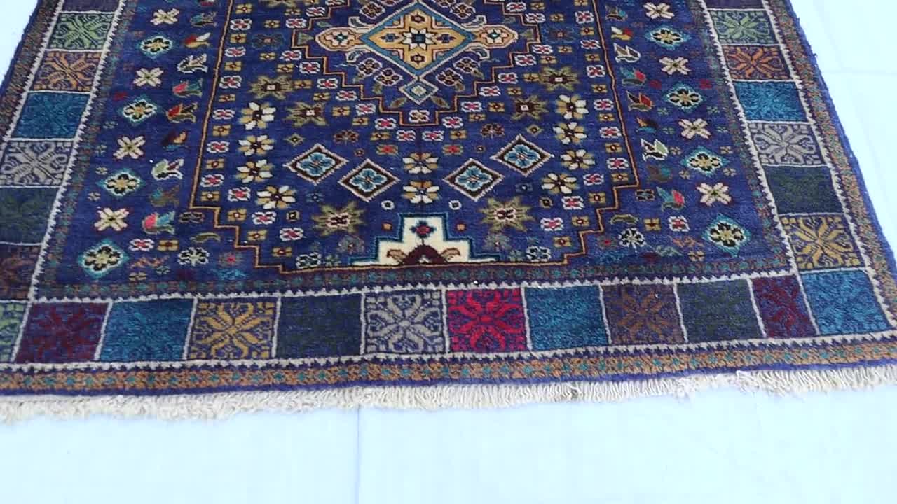 【※値下げご依頼】 アフガンラグ　ヴィンテージラグ トライバルラグ アフガニスタン ヴィンテージラグ オールド手織り絨毯