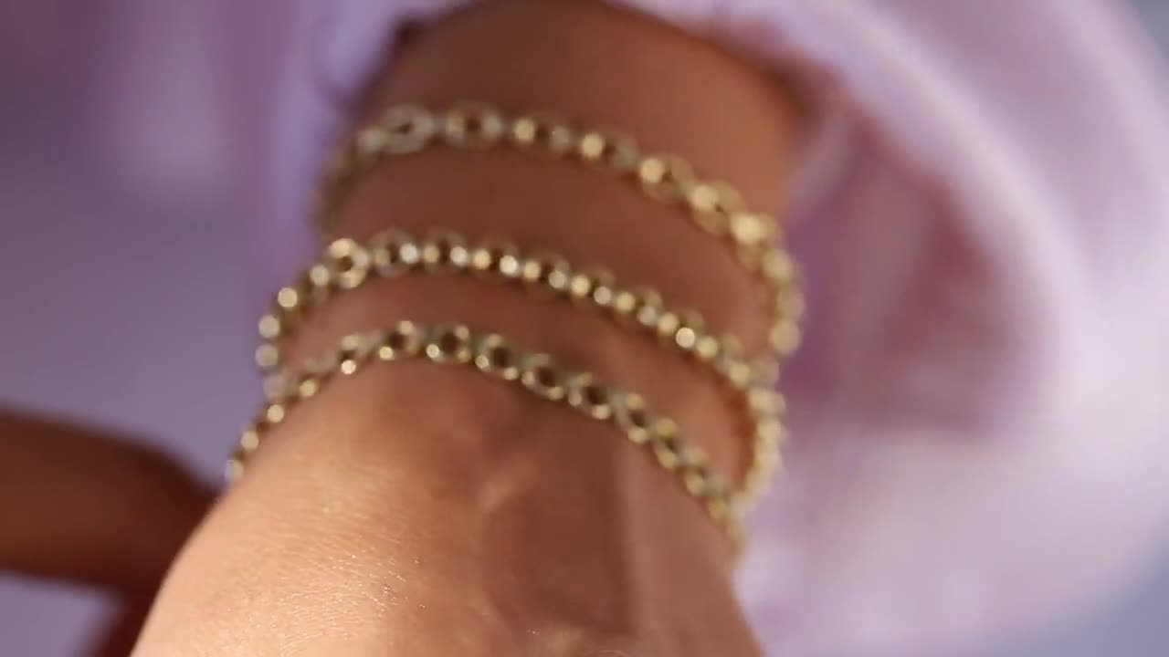 14K Gold Rolo Chain Bracelet, 3mm 4mm 5mm Gold Link Belcher Chain Bracelet,  Link Charm Bracelet, Minimal Delicate Round Bracelet, Woman, Men 