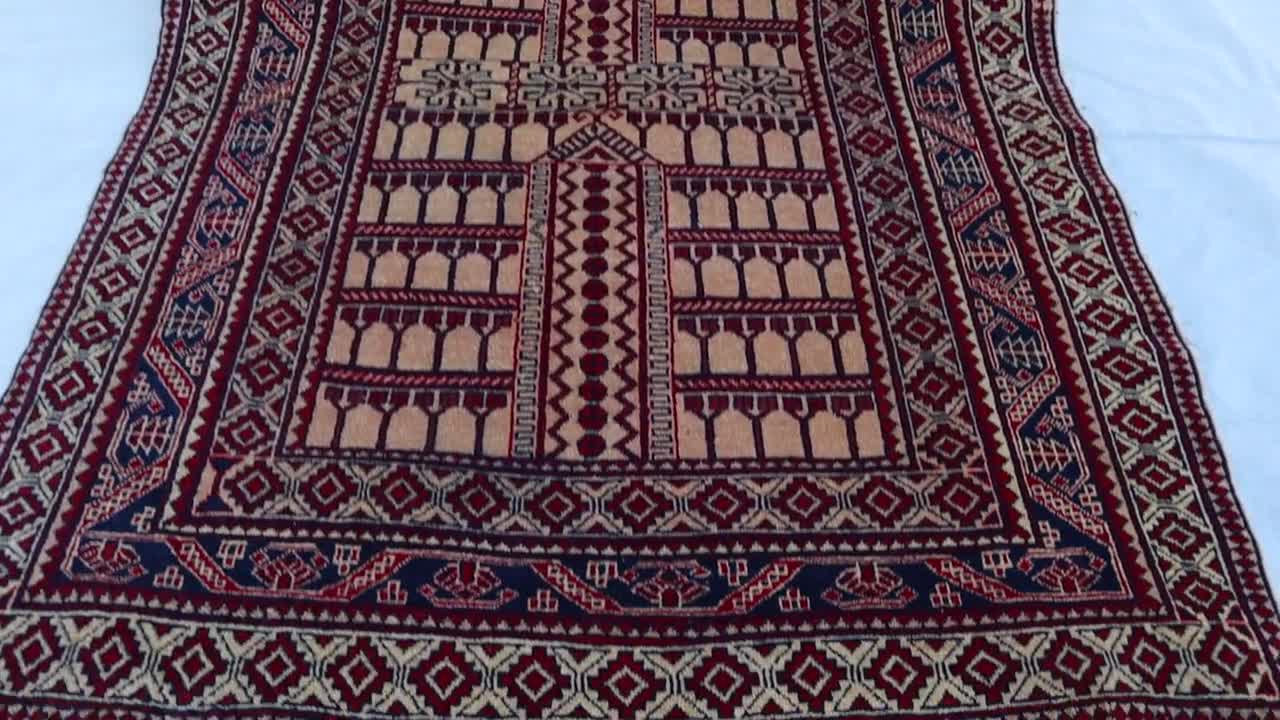 3'8x5'0 ft ヴィンテージ トルクメン ノマディック パルダ ラグ