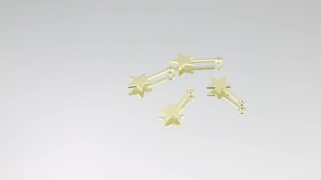 6 pcs 9x20mm Raw Brass Brushed Star Charms, Star Pendants, Raw Brass S –  mbjewelrymetal