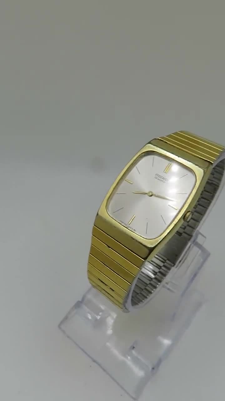ヴィンテージ長方形腕時計 / セイコー タンクウォッチ 8インチ手首最大