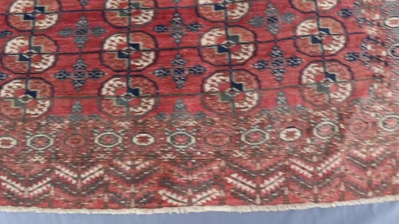 1920s Antique Muted Terracotta Rug 4'6x6'3 ft Turkmen Vintage