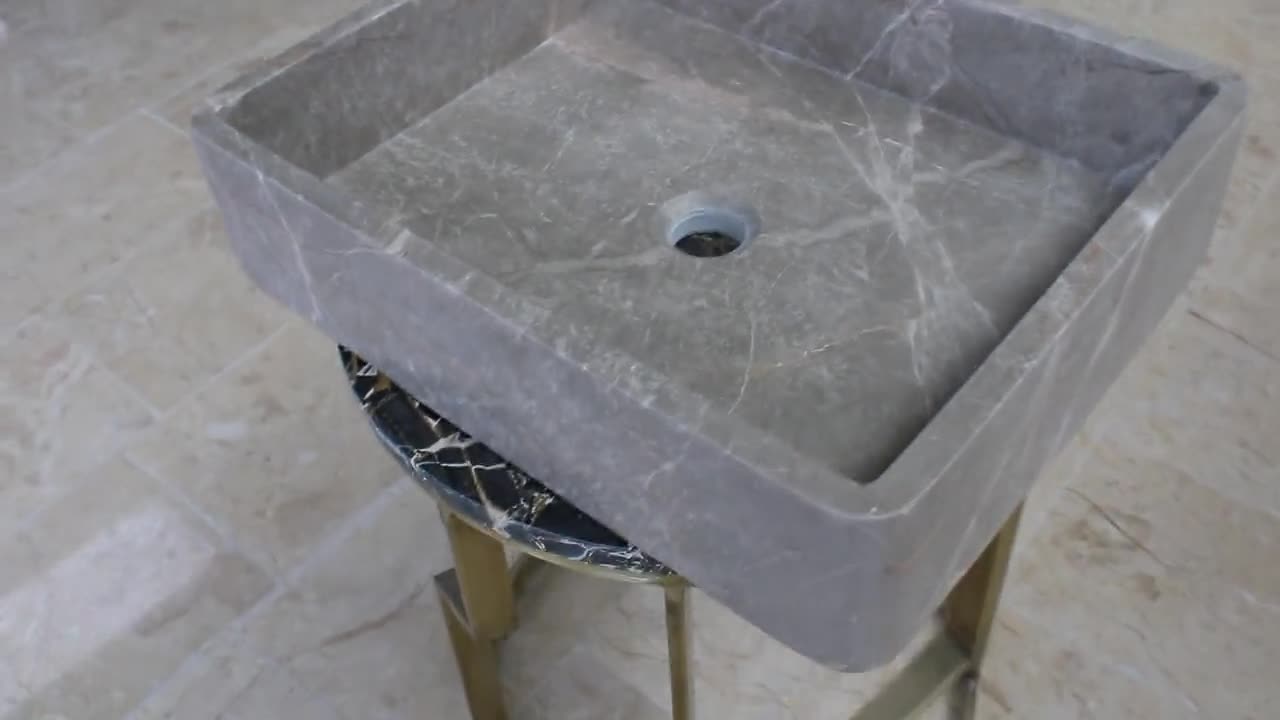 Natural Bronze Fantasy Marble Sink, Rectangular Marble Sink