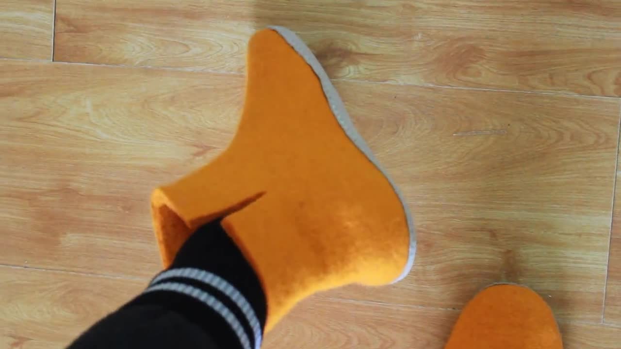 Orange Felt Boots