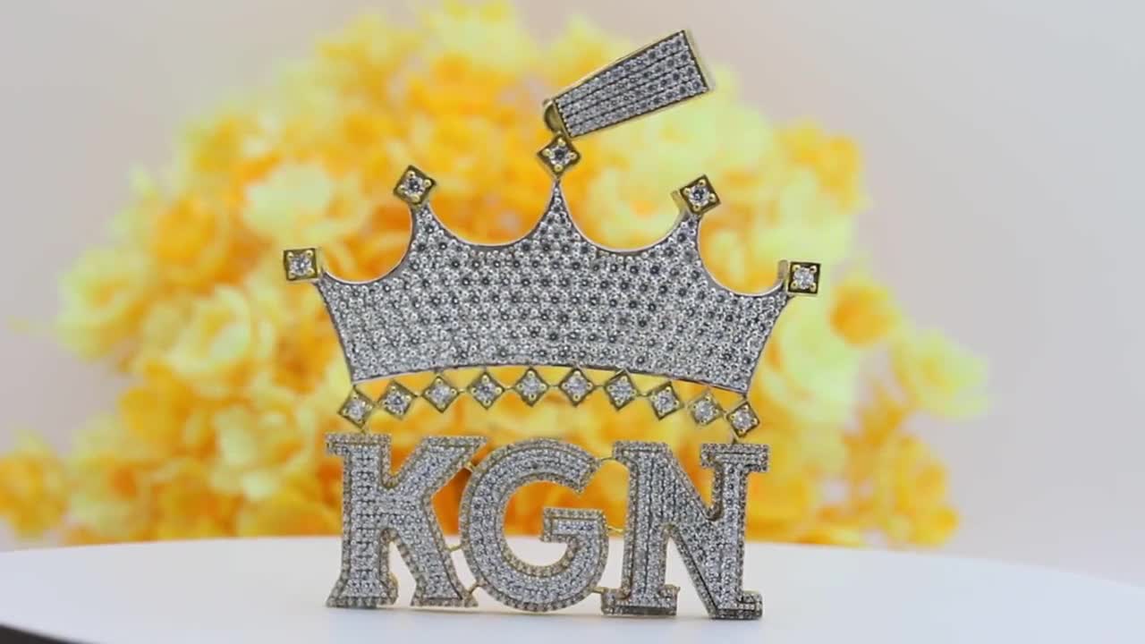 Crown Initial Necklace, Letter Unisex Necklace, Cubic Zircon