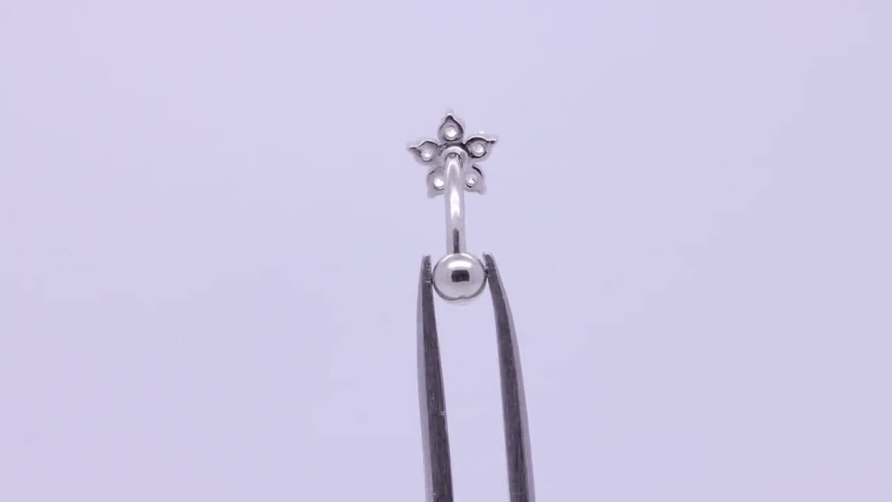 Solid 925 Silver 16G 14G Petite Flower Reverse Belly Ring 6mm 1/4 8mm 5/16  10mm 3/8 12mm 15/32 -  Canada