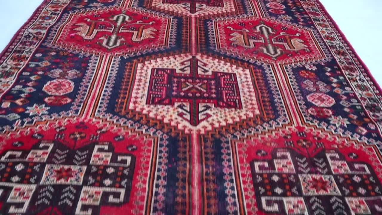ヴィンテージエリアラグ 5 x 8フィート - アフガニスタン製