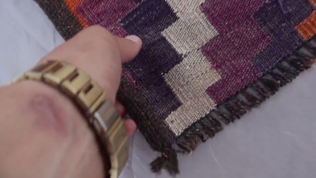 2'4 x 8フィートのヴィンテージランナーラグ、幾何学模様の