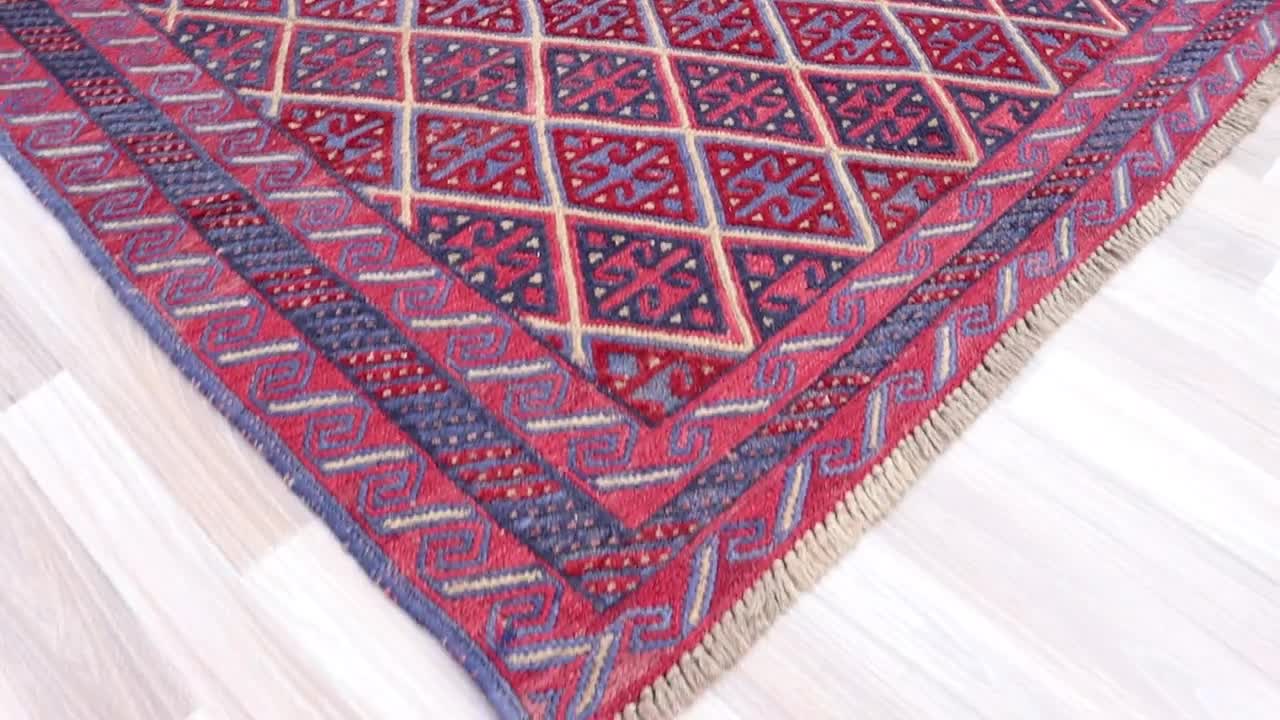 ヴィンテージ ムシュワニ ラグ：5x4 アフガニスタン トライバル 幾何学