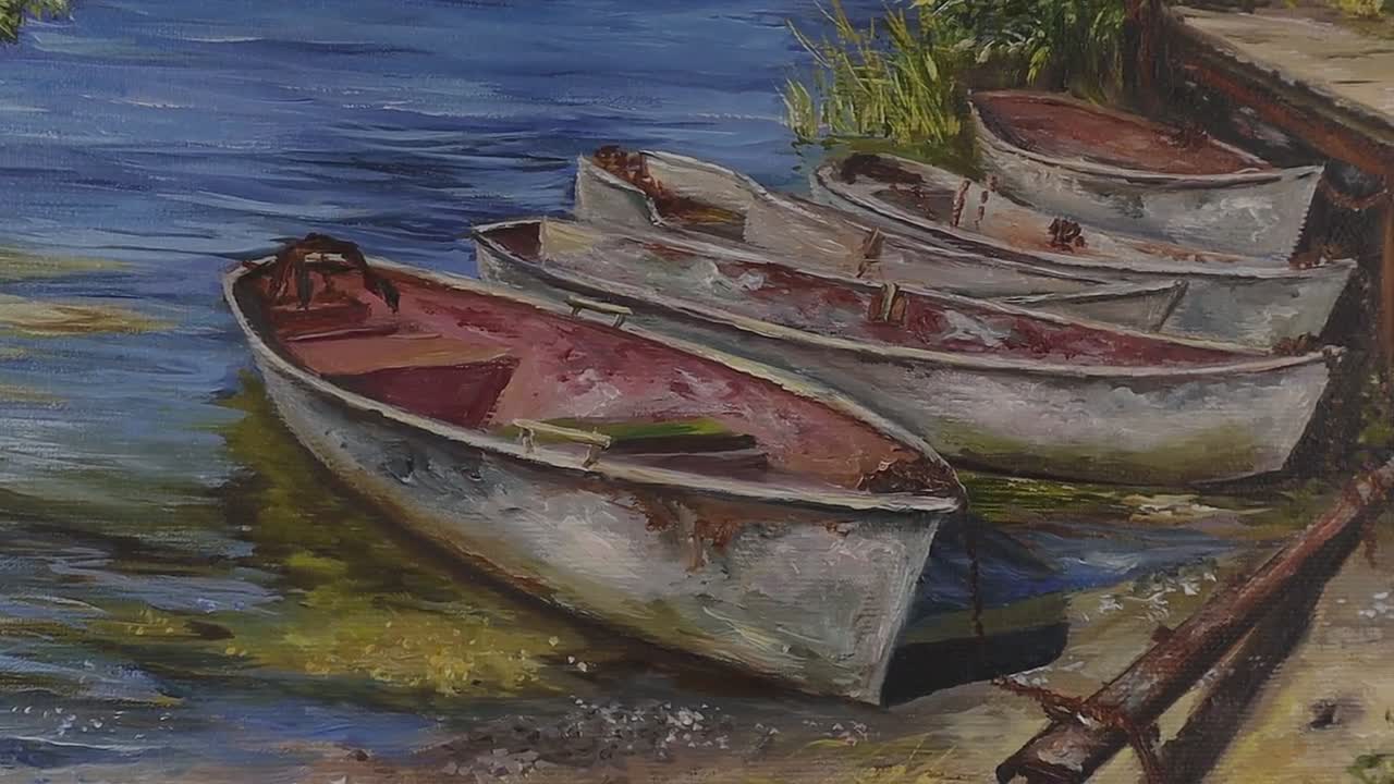 Seascape Oil Painting: Fishing Boat