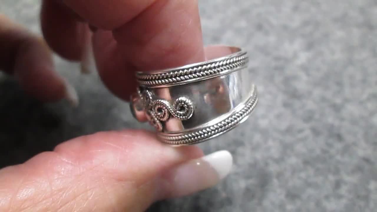 Sterling Silver and Turquoise Wide Band Ring – Size 14 - Etsy